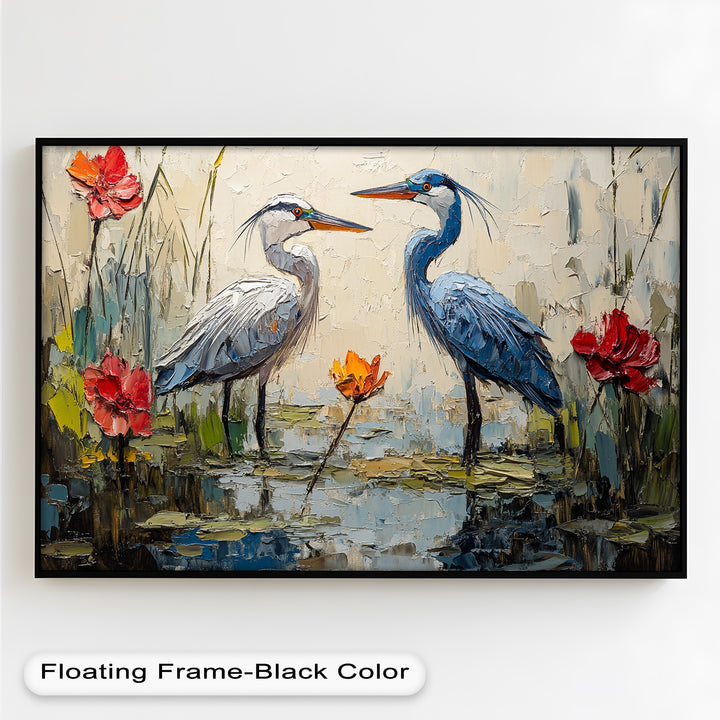 Pair of Herons – Animal Oil Painting