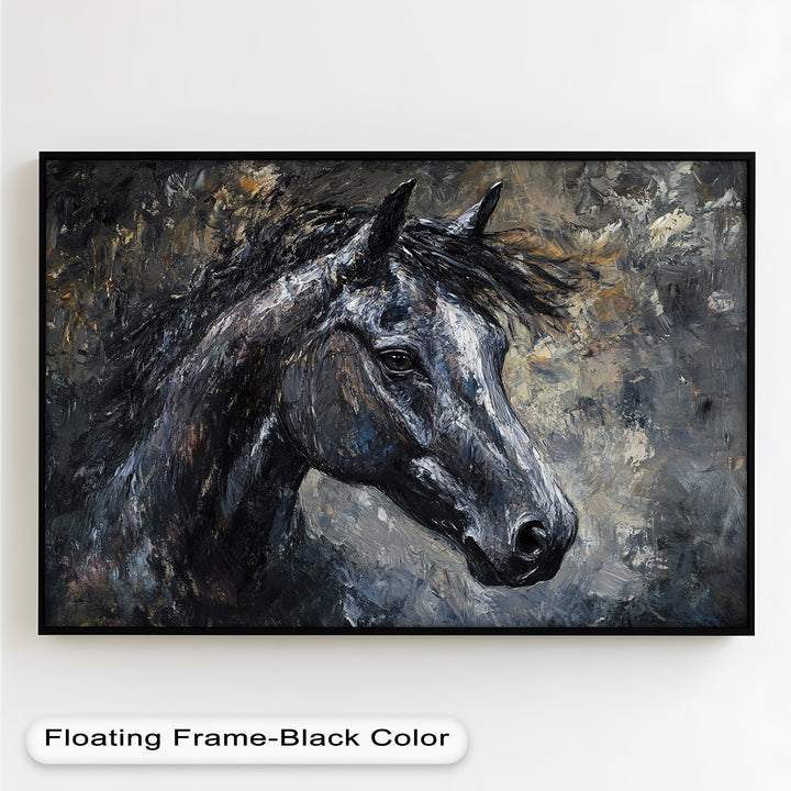 Black Horse Portrait - Animal Oil Painting