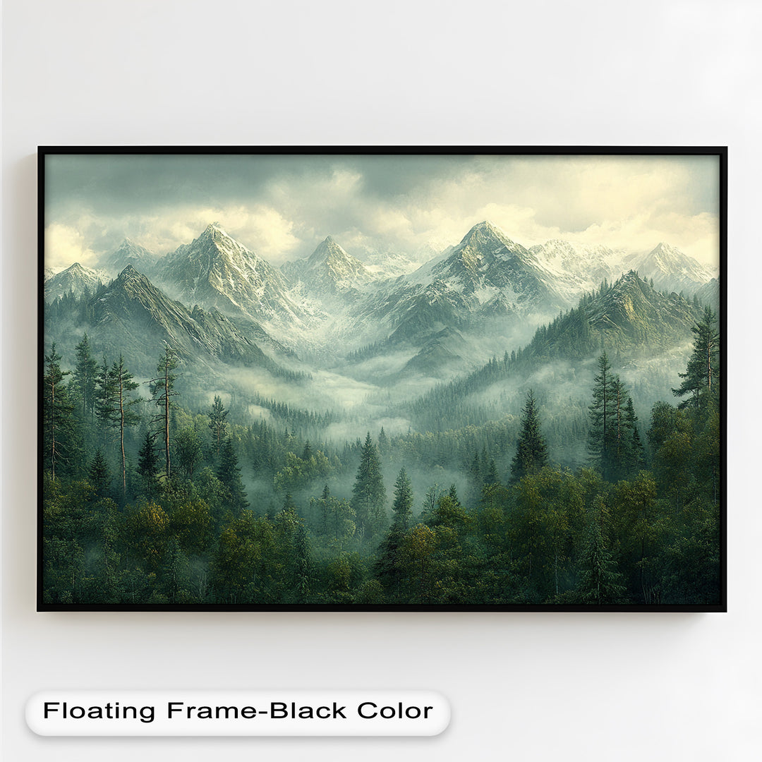 Misty Mountain Forest - Framed Oil Paintings