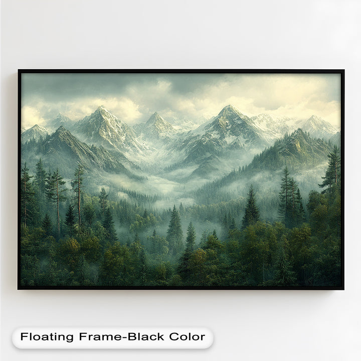 Misty Mountain Forest - Framed Oil Paintings