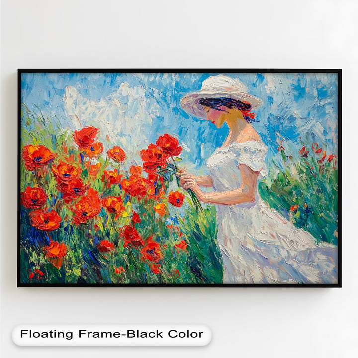 Lady Among Poppies – Impressionist Garden Stroll Oil Painting