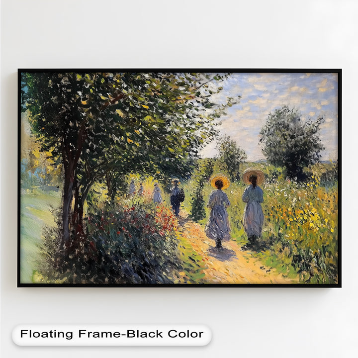 Afternoon Stroll – Sun-Dappled Garden Walk Oil Painting