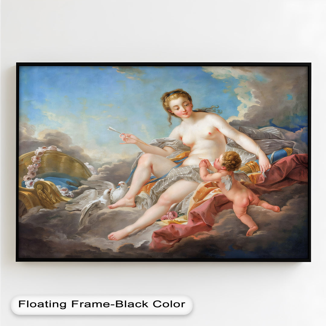 Venus und Amor in den Wolken – Rokoko-Ölgemälde