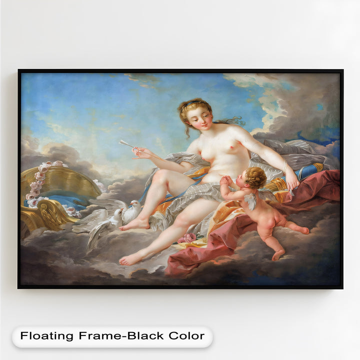 Venus und Amor in den Wolken – Rokoko-Ölgemälde