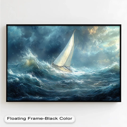 Sailboat Battling Stormy Seas - Boat Oil Painting - MyPhotoStation