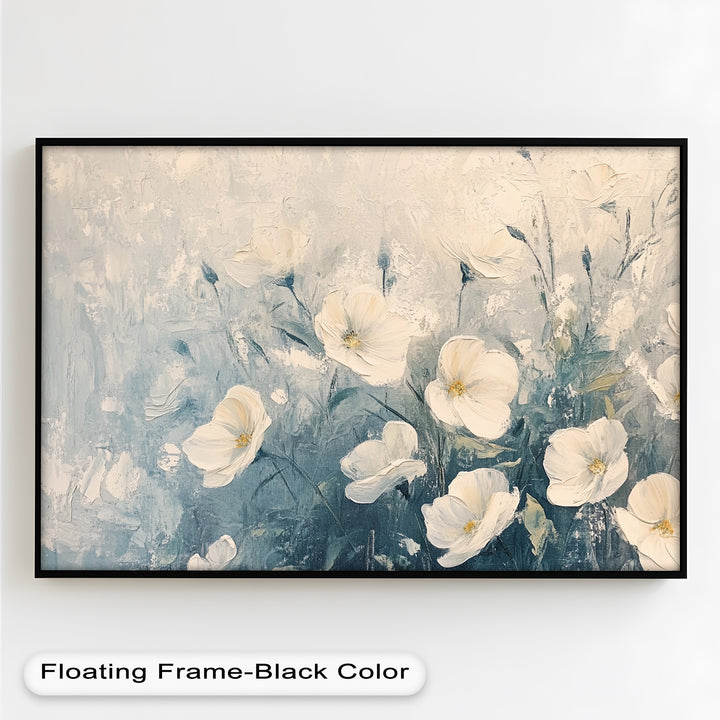 White Wildflower Art – Elegant Floral Oil Painting