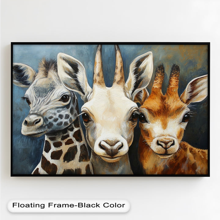 Trio of Giraffes – Animal Oil Painting