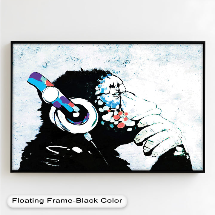 Contemplative Chimp with Headphone – Banksy Oil Painting