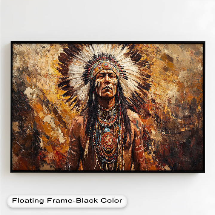 Sacred Flame – Tribal Warrior Portrait Oil Painting