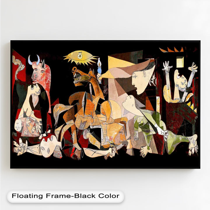 Surreal war-themed artwork where a candle, lightbulb, and contorted faces illuminate themes of fear, suffering, and protest through abstract forms and dynamic composition.