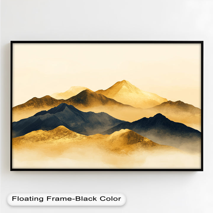 Gold &amp; Black Mountains – Modernes Ölgemälde