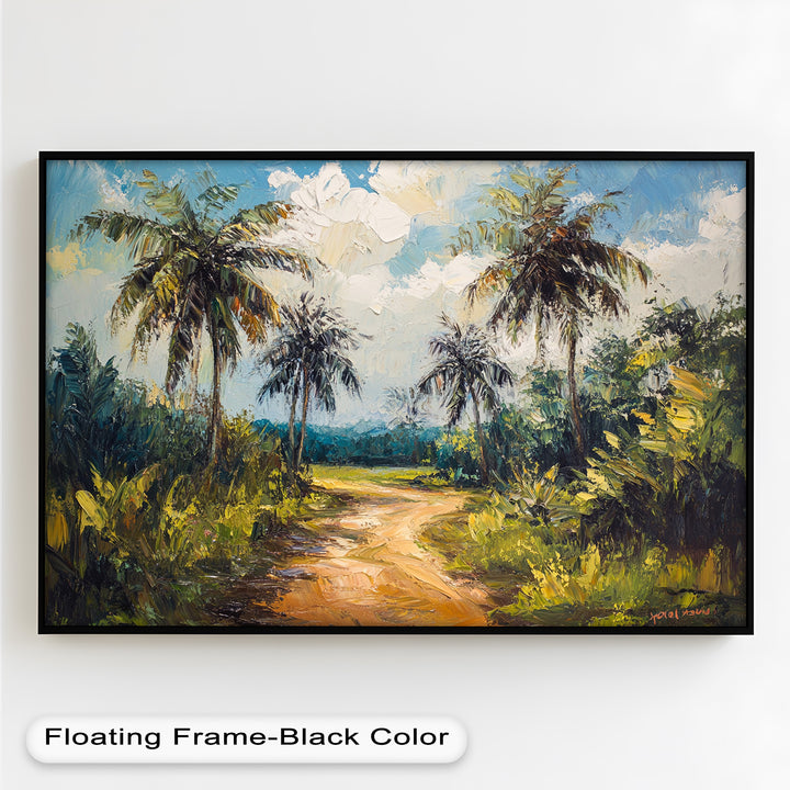 Tropical Pathway with Palm Trees – Impressionist Oil Painting