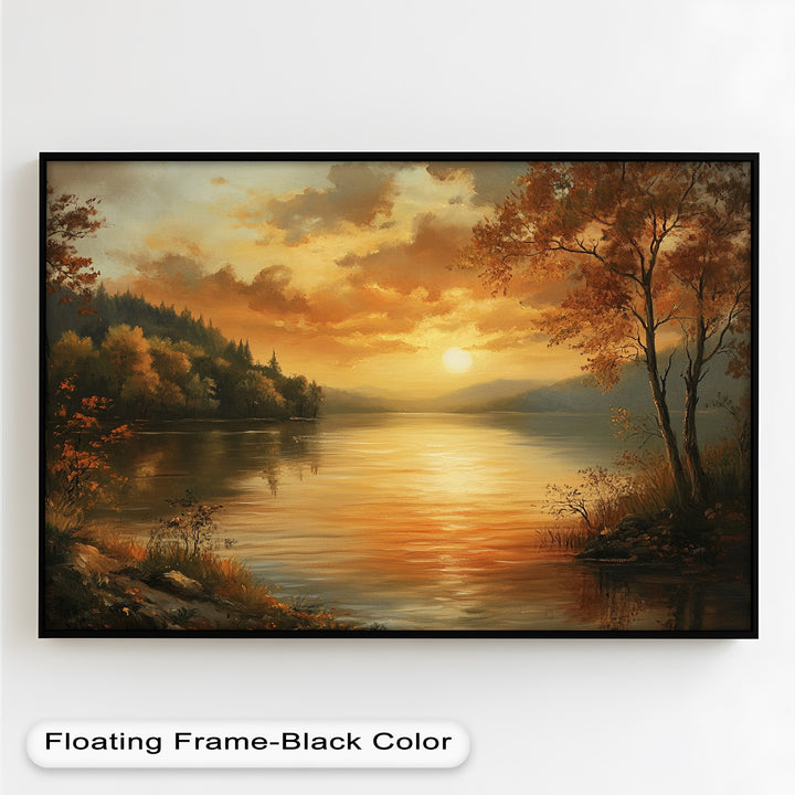 Golden Lake Sunset – Herbstreflexion Hudson River Ölgemälde