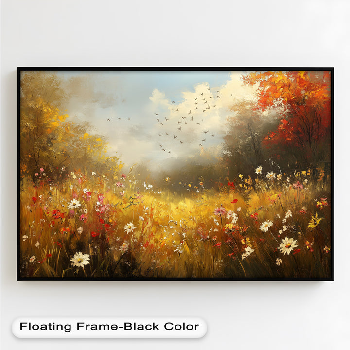 Flowers and Stream – Vibrant Autumn Oil Painting