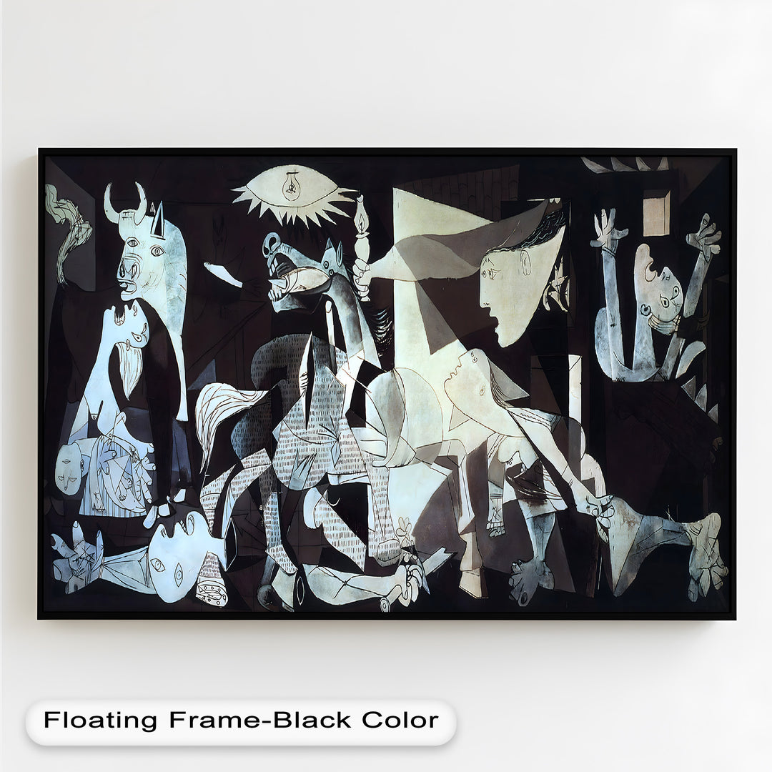 A powerful visual narrative using cubist abstraction to convey the horrors of conflict and emotional devastation.