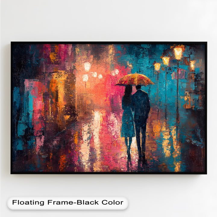 Evening Embrace – Lovers Under City Lights Love Oil Painting