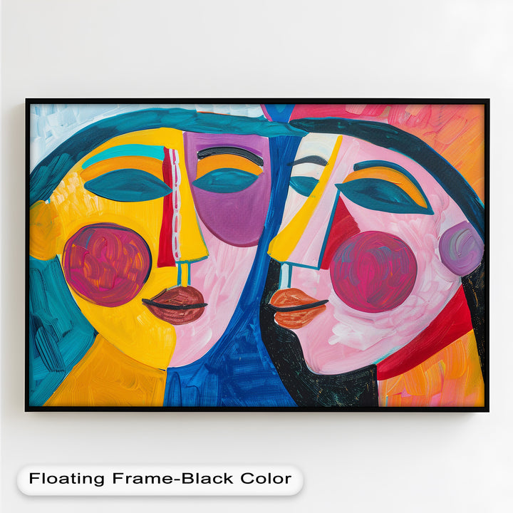 Unified Gaze – Vibrant Dual Portrait Picasso Oil Painting