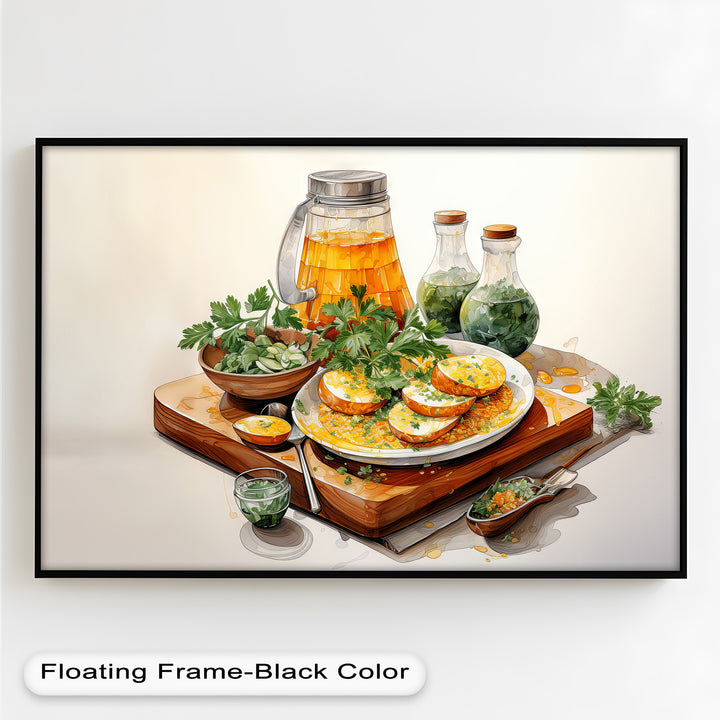 Golden Herb Delight – Rustic Food Still Life Painting