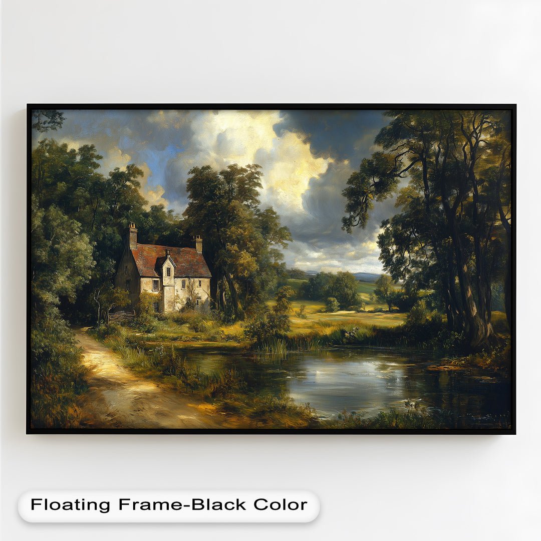 Rustic English Cottage – Charming Countryside Oil Painting