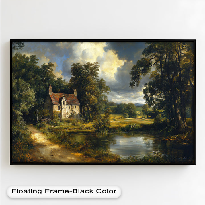 Rustic English Cottage – Charming Countryside Oil Painting