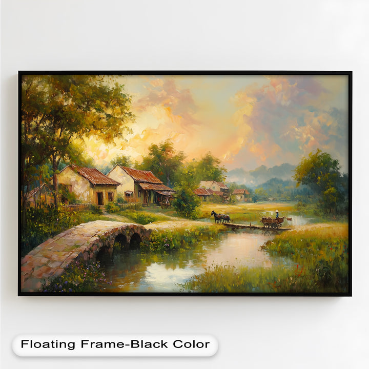 Landscape in Autumn – Serene Countryside Oil Painting