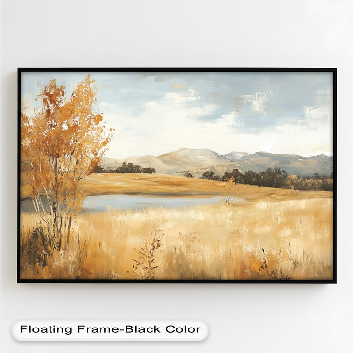 Wheat Fields Autumn Landscape – Golden Serenity Oil Painting