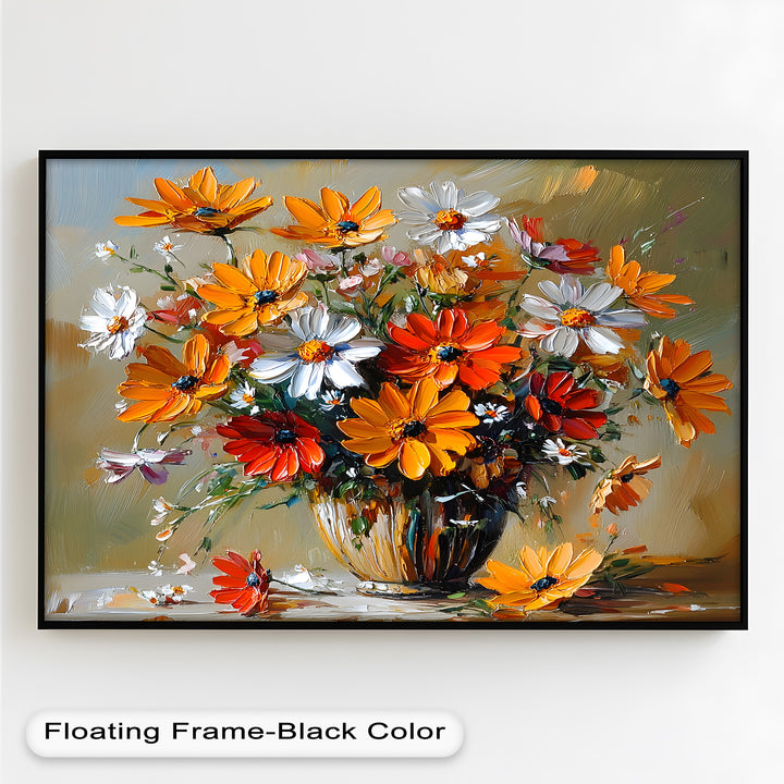 Orange & White Flowers – Botanical Oil Painting