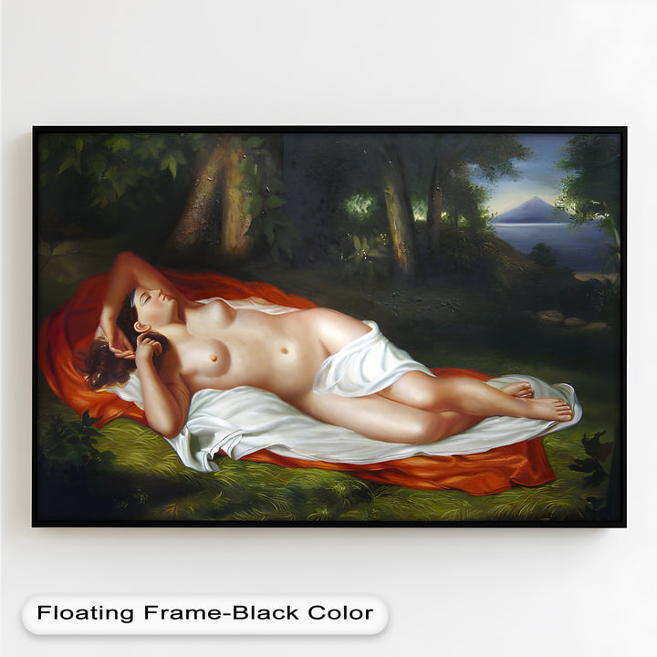 Goddess of the Grove – Renaissance Nude Reclining in Nature Oil Painting