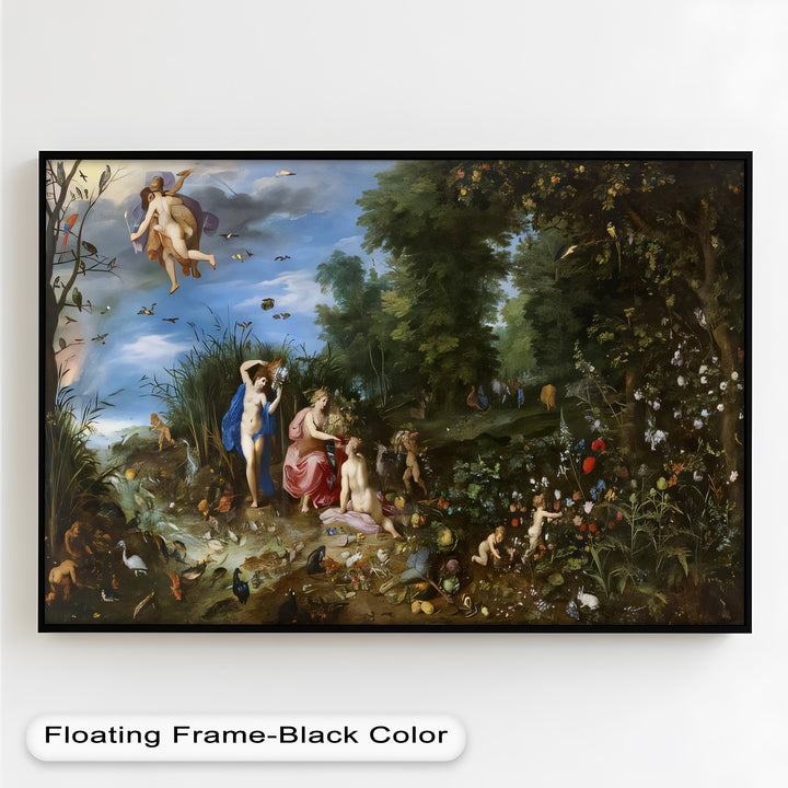 The Garden of Earthly Light – Mythological Forest Scene Oil Painting
