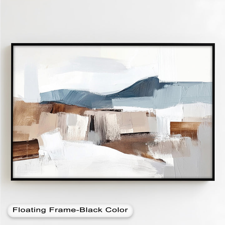 Muted Horizon Layers – Mountain Landscape Abstract Oil Painting
