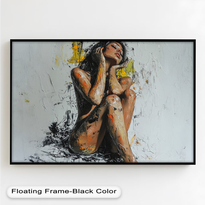 Poise in Silence – Textured Nude Figure Oil Painting