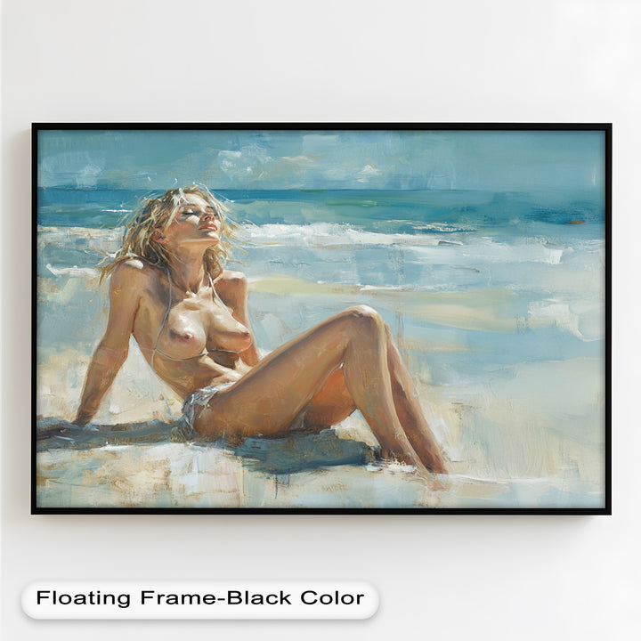 Sun-Kissed Serenity – Beachside Nude Figurative Oil Painting