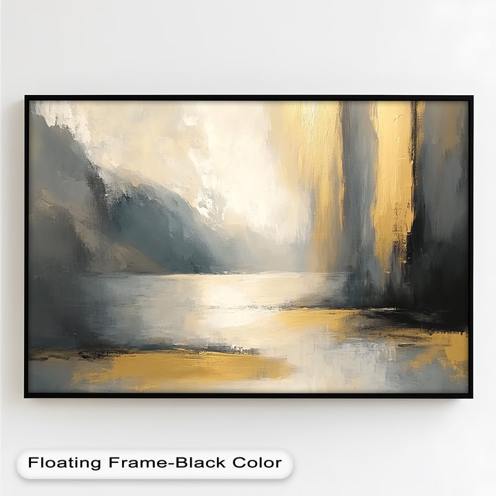 Serene Waterfall Abstract – Neutral Modern Oil Painting
