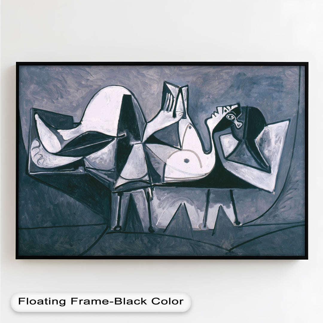 Geometry of Stillness – Monochrome Reclining Picasso Oil Painting
