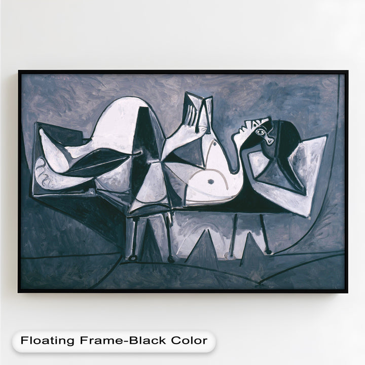 Geometry of Stillness – Monochrome Reclining Picasso Oil Painting
