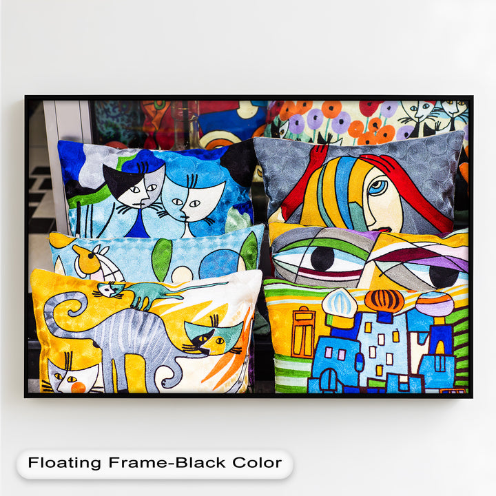 Colorful Cubist Cat & Face Pillows – Picasso Oil Painting