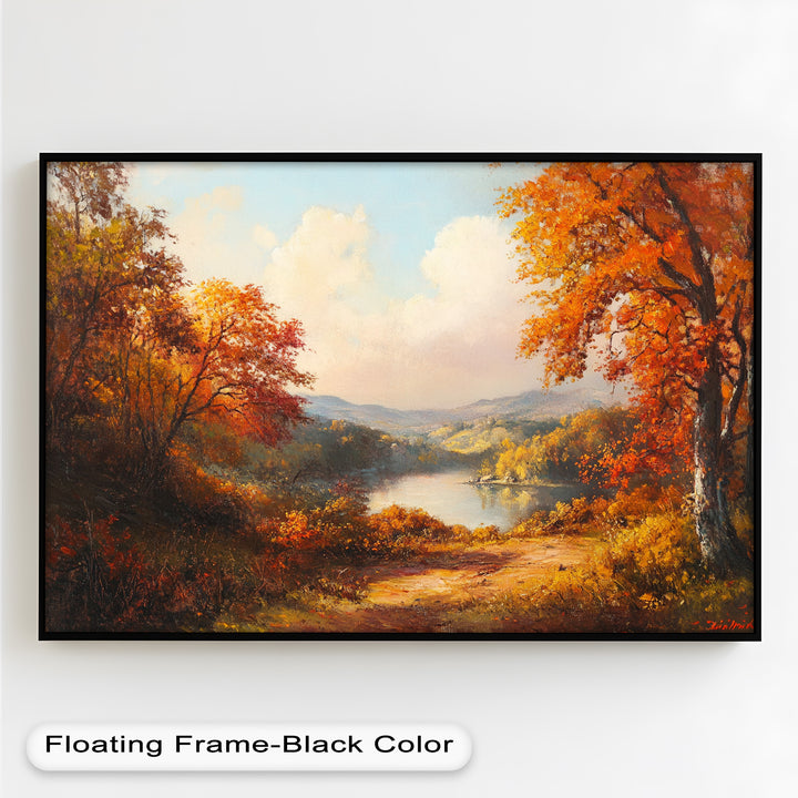 Golden Horizon – Ölgemälde mit herbstlichem Flussblick