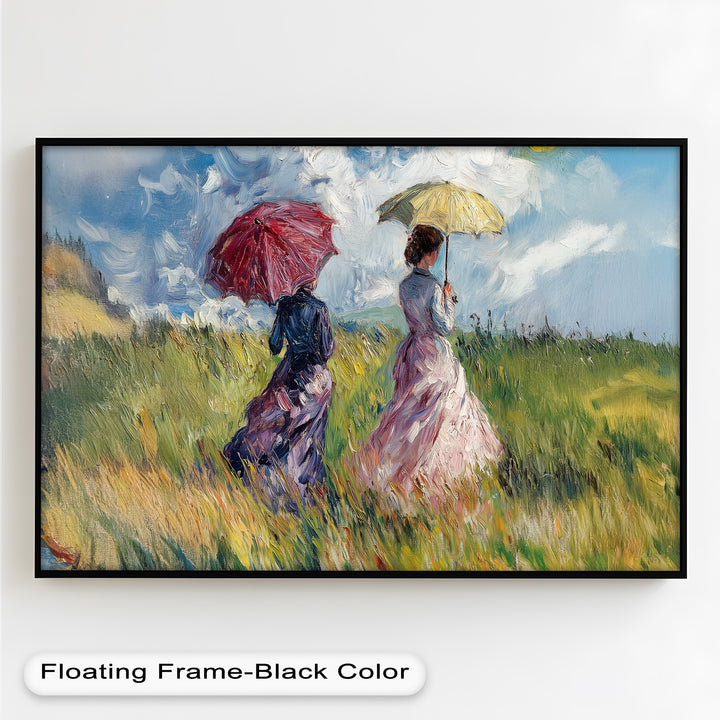 Ladies with Parasols in a Sunlit Meadow – Impressionist Oil Painting