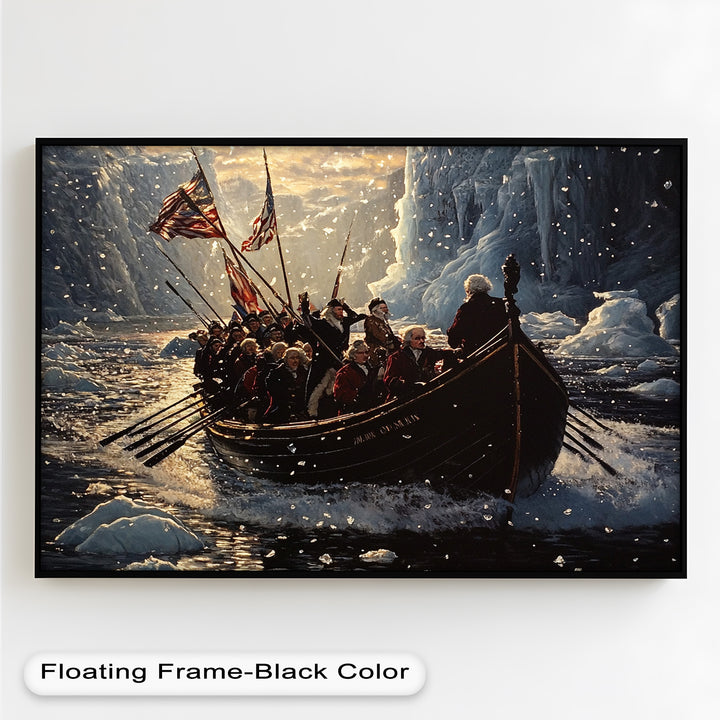 Crossing the Ice – Patriotic Revolutionary Boat Oil Painting