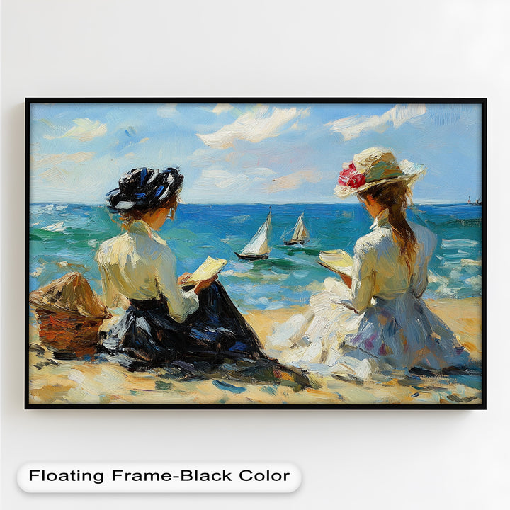 Seaside Serenity with Sailboats – Impressionist Oil Painting