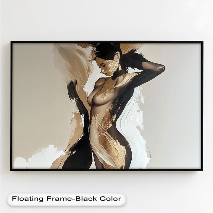 Golden Silence – Abstract Female Figure Oil Painting