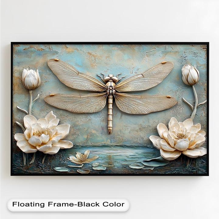Vintage Dragonfly – Framed Oil Painting