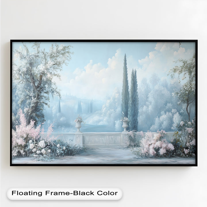 Serene Garden Terrace – Landscape Oil Painting