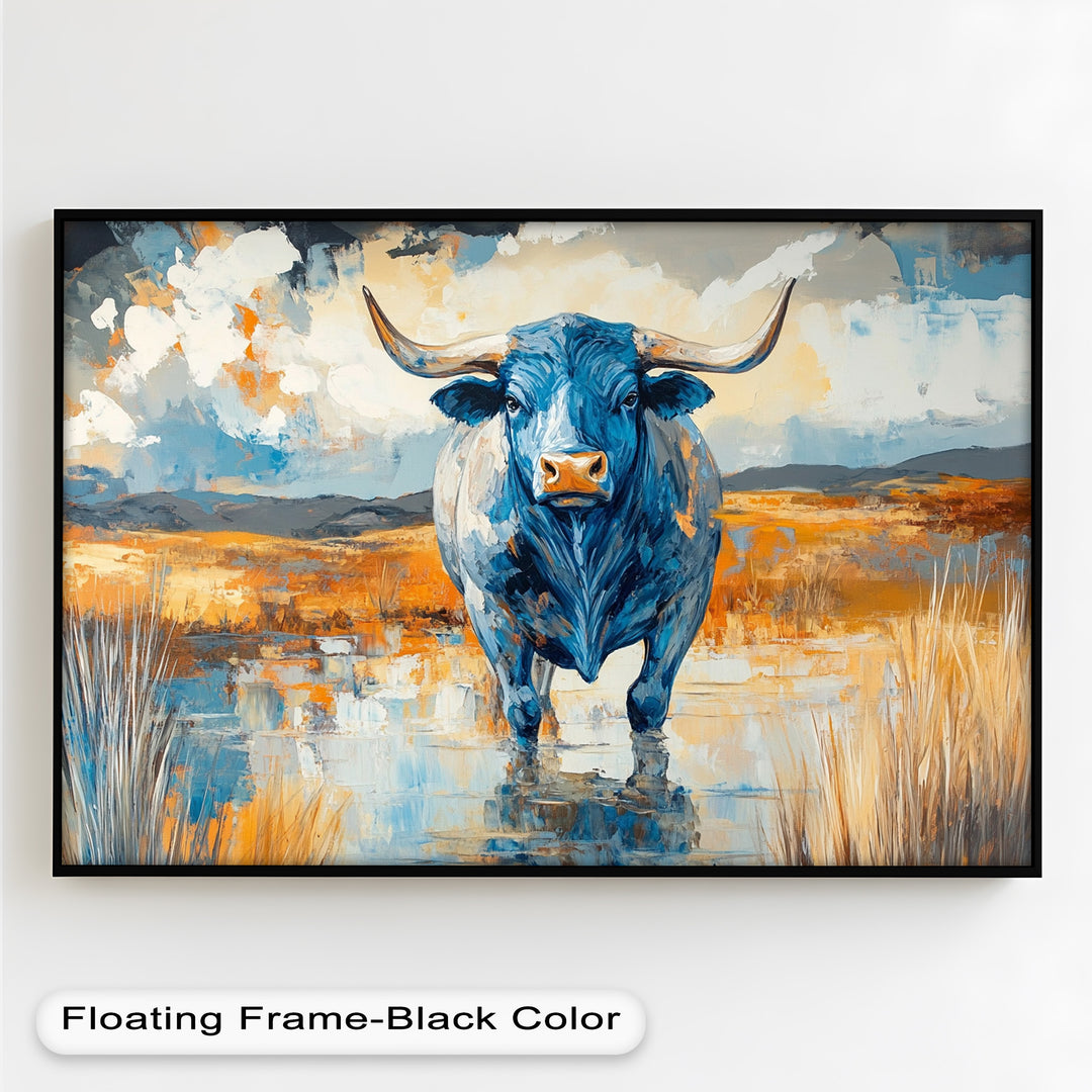 Blue Desert Bull – Animal Oil Painting