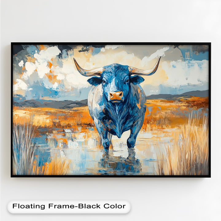Blue Desert Bull – Animal Oil Painting