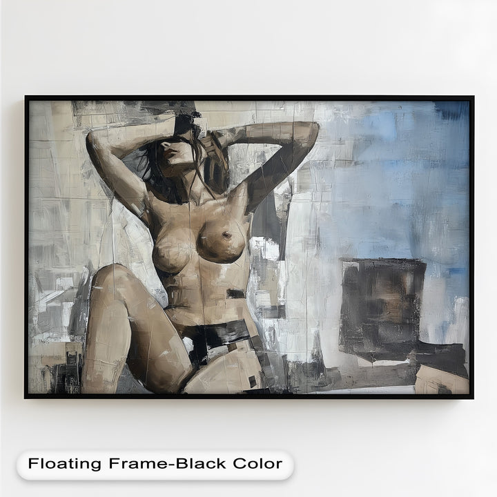 Urban Solitude – Contemporary Nude Oil Painting in Monochrome Hues