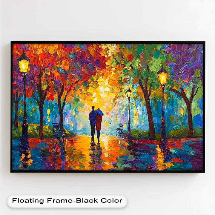 Autumn Radiance – Lovers Under the Colorful Canopy Love Oil Painting