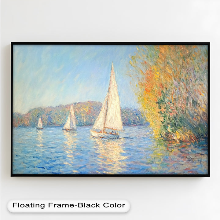 Tranquil Sails at Sunset – Impressionist Boat Scene Oil Painting