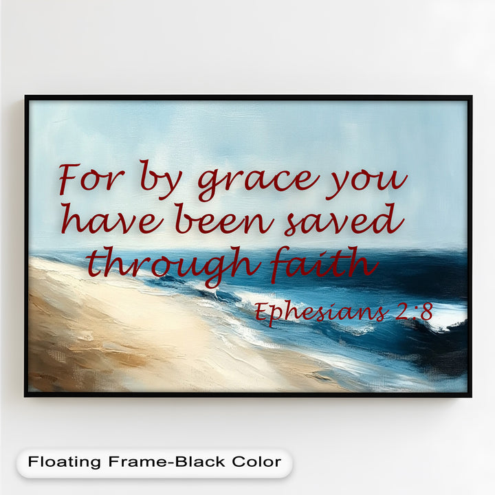Ephesians 2:8 – Grace Through Faith Bible Verse Oil Painting