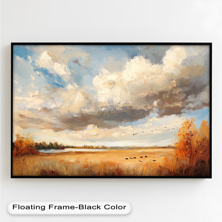 Autumn Meadow Wall Art – Impressionist Landscape Oil Painting